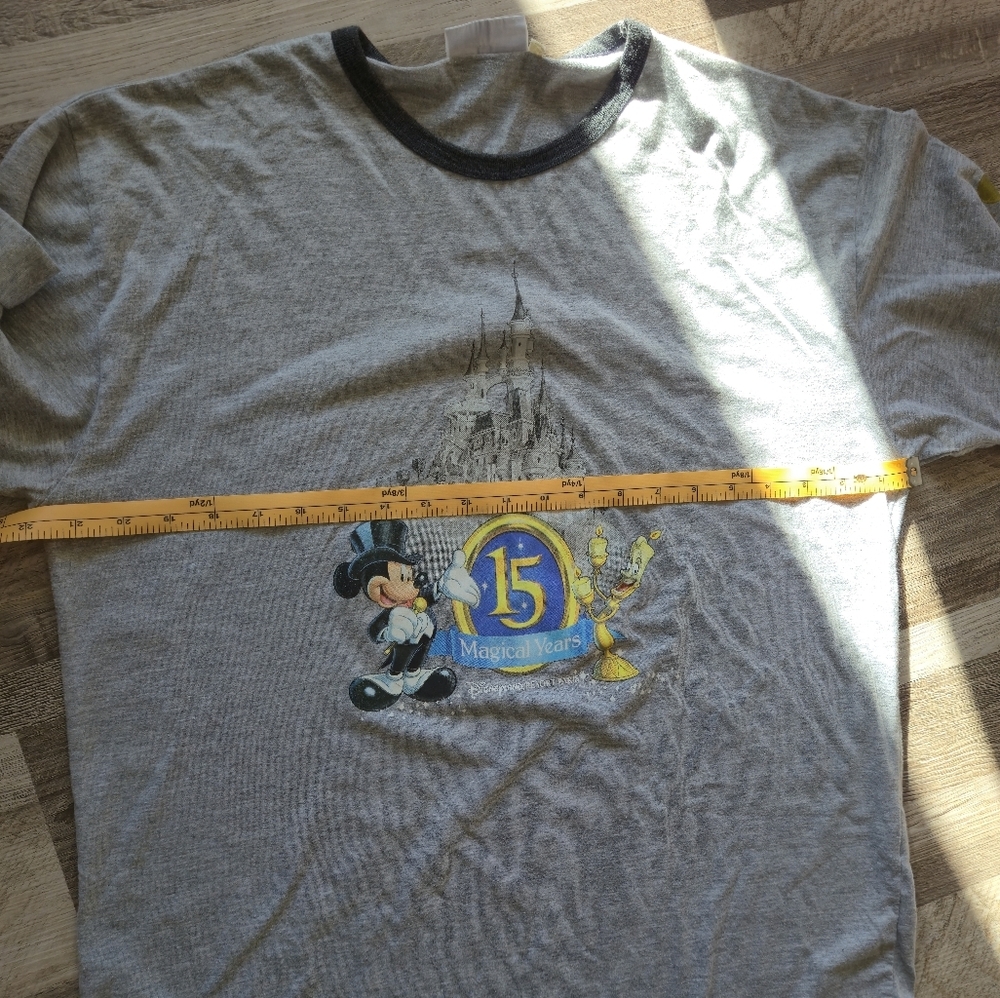 Disney Fashions Large Disneyland Paris 15th Anniversary Mickey Mouse Ringer Tee - Picture 10 of 11